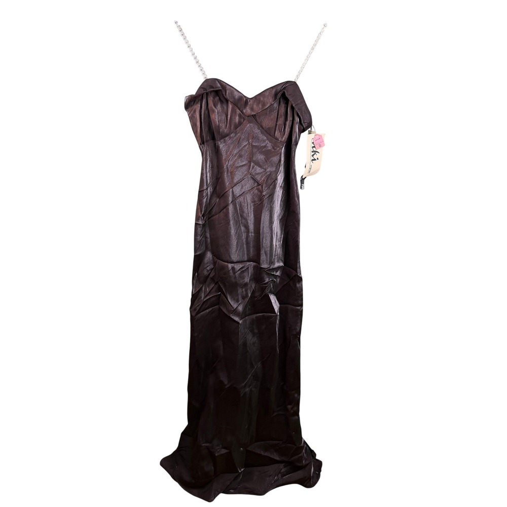 Deadstock Niki Originals Vintage Y2K Prom Goth Glam Gown Brown Rayon